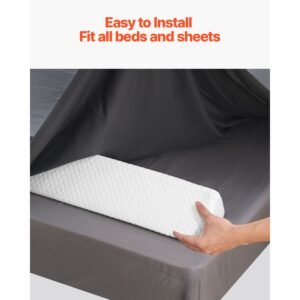 toddlers bed bumper, 56 inch non slip bed rail bumper, high rebound foam bedrail guard for toddlers with machine washable cover for twin, full, queen & king beds, lightweight and travel friendly