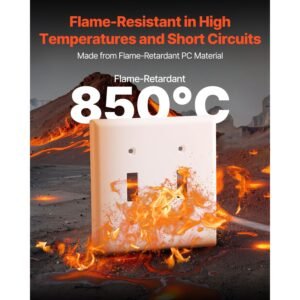 toggle light switch wall plates, 2 gang switch electrical outlet covers, standard size 4.61in l x 4.53in h unbreakable polycarbonate thermoplastic faceplate (5 pack, white)