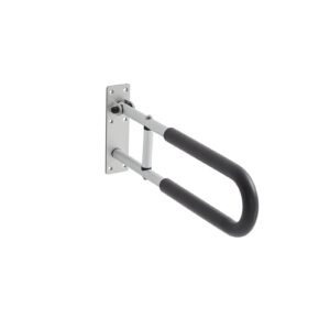 Toilet Safety Rail, 23.8 Inch U-Shaped Handicap Grab Bar, Foldable Senior Safety Pole, Flip Up Toilet Grab Bar with Anti-Slip Support Handle, 300 Lb Load Capacity for Elderly, Disabled, Pregnant