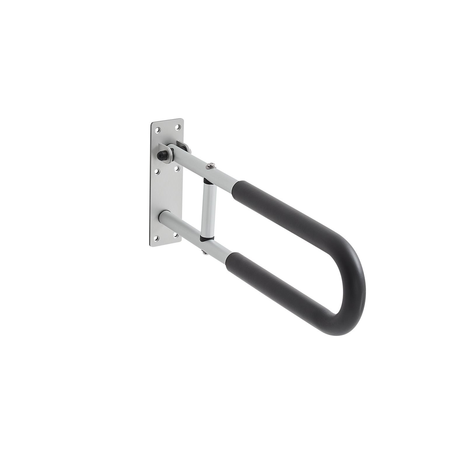 toilet safety rail, 23.8 inch u shaped handicap grab bar, foldable senior safety pole, flip up toilet grab bar with anti slip support handle, 300 lb load capacity for elderly, disabled, pregnant