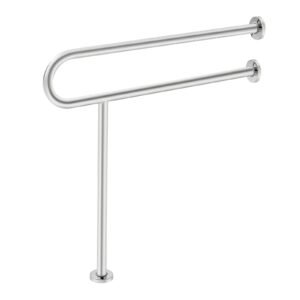 Toilet Safety Rail, 31.5 Inch U-Shaped Handicap Grab Bar, 304 Stainless Steel Senior Safety Pole, Toilet Grab Bars with Anti-Slip Handle, 300 Lbs Load Capacity Security Handrail with Support Leg