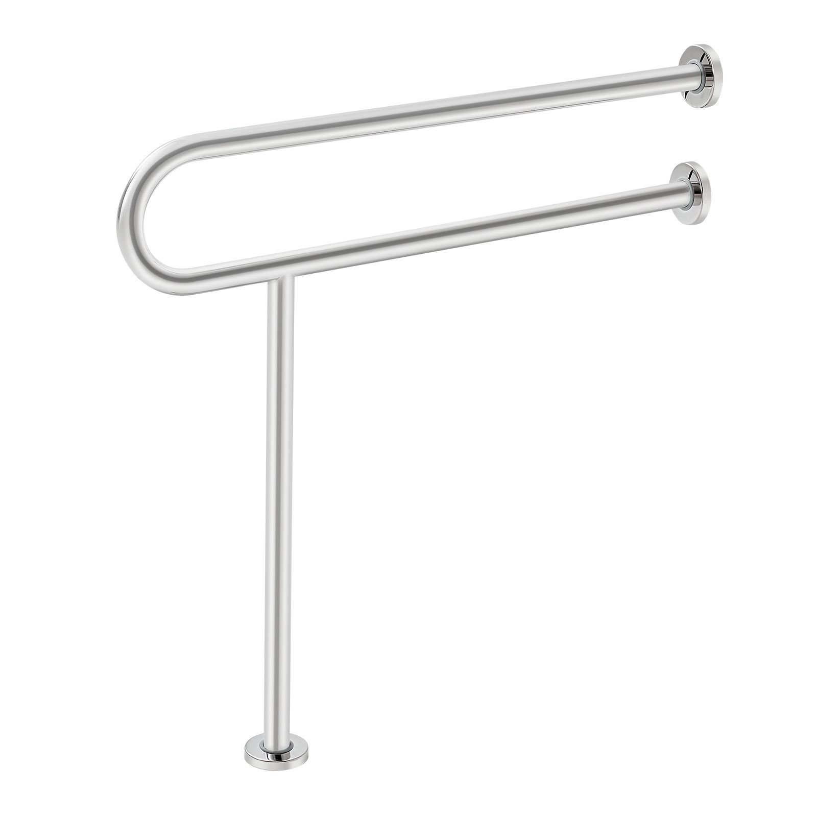 toilet safety rail, 31.5 inch u shaped handicap grab bar, 304 stainless steel senior safety pole, toilet grab bars with anti slip handle, 300 lbs load capacity security handrail with support leg