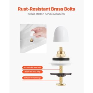 toilet wax ring kit, 1.6 inch extra thick wax ring for toilet bowls with rust resistant brass bolts, caps and washers, fits 3 inch or 4 inch drain pipes, superior sealing performance