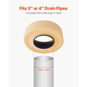 toilet wax ring kit, 1.6 inch extra thick wax ring for toilet bowls with rust resistant brass bolts, caps and washers, fits 3 inch or 4 inch drain pipes, superior sealing performance