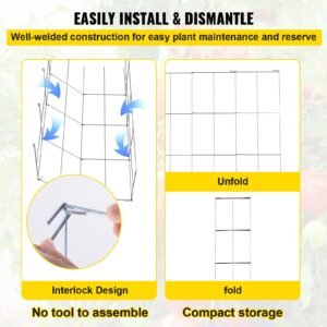 tomato cages, 11.8" x 11.8" x 46.1", 10 packs square plant support cages, silver pvc coated steel tomato towers for climbing vegetables, plants, flowers, fruits