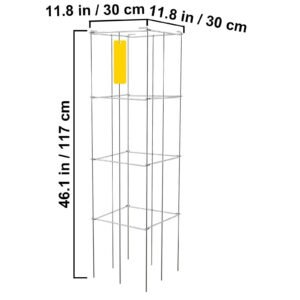 tomato cages, 11.8" x 11.8" x 46.1", 5 packs square plant support cages, silver pvc coated steel tomato towers for climbing vegetables, plants, flowers, fruits