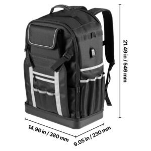 tool backpack, 56 pockets, heavy duty tools storage organizer bags with molded base, electrician jobsite backpack for construction jobsite, electrician, industrial, repairman, and hvac techs