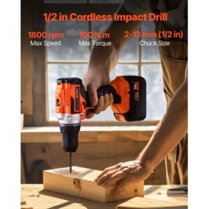 tool combo kit, 20v max cordless 2 tool combo kit, with 1/2 in impact drill, 1/4 in impact driver, compact cordless power tool combo kit with 4.0 ah batteries, screws, charger, and cloth bag