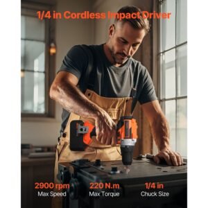 tool combo kit, 20v max cordless 2 tool combo kit, with 1/2 in impact drill, 1/4 in impact driver, compact cordless power tool combo kit with 4.0 ah batteries, screws, charger, and cloth bag
