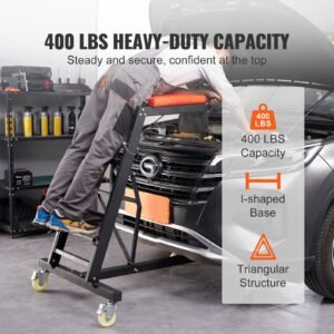 top automotive creeper, engine creeper with adjustable height 45.7" to 66.3", 400 lbs capacity high creeper, 4 swivel caster wheels, heavy duty creeper for auto repair and maintenance