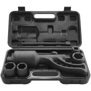 torque multiplier, 1 inch drive lug nut wrench/multiplier heavy duty torque multiplier wrench set, 1:64 6,800n.m lug nut remover, includes 4 sockets (21 41mm) and storage case