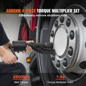 torque multiplier, 1 inch drive lug nut wrench/multiplier heavy duty torque multiplier wrench set, 1:64 6,800n.m lug nut remover, includes 4 sockets (21 41mm) and storage case