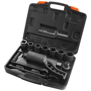 torque multiplier, 1 inch drive lug nut wrench/multiplier heavy duty torque multiplier wrench set, 1:64 6,800n.m lug nut remover, includes 8 sockets (24 38mm) and storage case