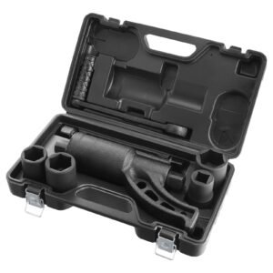 torque multiplier, heavy duty torque multiplier wrench set, 1 inch drive lug nut wrench torque multiplier, 1:58 4800n.m lug nut remover, with 4 sockets and storage case for truck trailer rv