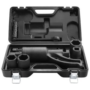 torque multiplier, heavy duty torque multiplier wrench set, 1 inch drive lug nut wrench torque multiplier, 1:58 4800n.m lug nut remover, with 4 sockets and storage case for truck trailer rv