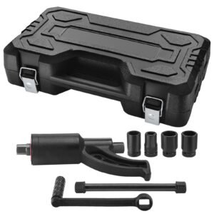 torque multiplier, heavy duty torque multiplier wrench set, 1 inch drive lug nut wrench torque multiplier, 1:58 4800n.m lug nut remover, with 4 sockets and storage case for truck trailer rv