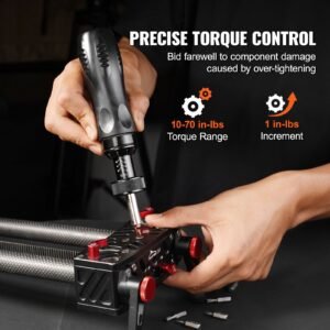 torque screwdriver, 1/4" drive screwdriver torque wrench, electrician torque screwdriver with scale, 10 70 in/lbs torque range, 1 in lbs torque increment torque screwdriver with bits & case