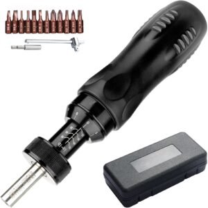 torque screwdriver, 1/4" drive screwdriver torque wrench, electrician torque screwdriver with scale, 10 70 in/lbs torque range, 1 in lbs torque increment torque screwdriver with bits & case