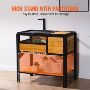 tortoise habitat, wooden tortoise house indoor & outdoor, tortoise enclosure with light stand, reptile enclosure small animal cage with stand legs for gecko, lizard, snake