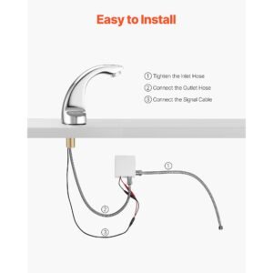 touchless bathroom sink faucet, automatic motion sensor restroom toilet faucet cold water with hole cover plate, battery operated for 9/16 in pipe commercial lavatory,chrome plated silver