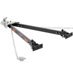 tow bar, 5500 lbs towing capacity with chains, powder coating alloy steel bumper mounted universal towing bar, coupler fits 2 inch ball hitch, 39.4 inch opening width, for rv car trailer truck
