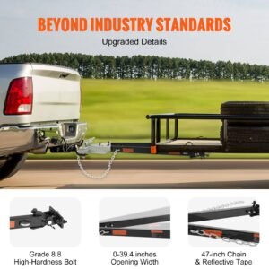 tow bar, 5500 lbs towing capacity with chains, powder coating alloy steel bumper mounted universal towing bar, coupler fits 2 inch ball hitch, 39.4 inch opening width, for rv car trailer truck