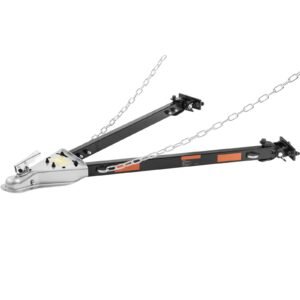 Tow Bar, 5500 lbs Towing Capacity with Chains, Powder-Coating Alloy Steel Bumper-Mounted Universal Towing Bar, Coupler Fits 2-Inch Ball Hitch, 39.4-Inch Opening Width, for RV Car Trailer Truck