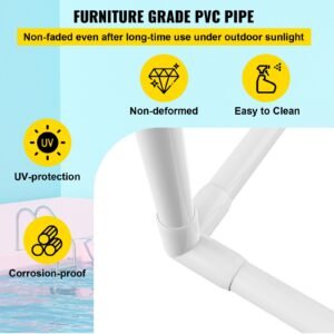 towel rack, 5 bars outdoor pvc towel holder, freestanding pool towel hanger stand with clips, bag & hook, outdoor indoor quilt drying rack organizer, ideal for poolside, bathroom, spa, white