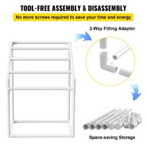 towel rack, 5 bars outdoor pvc towel holder, freestanding pool towel hanger stand with clips, bag & hook, outdoor indoor quilt drying rack organizer, ideal for poolside, bathroom, spa, white