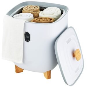 towel warmers for bathroom, 25 l towel warmer bucket with auto shut off for spa fits up to 5 oversized bath towels, blankets, clothes, bathrobes, pj's and more