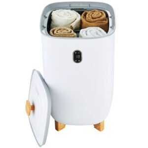 towel warmers for bathroom, 35 l towel warmer bucket, towel dryer with auto shut off for spa fits up to 6 oversized bath towels, blankets, clothes, bathrobes, pj's and more