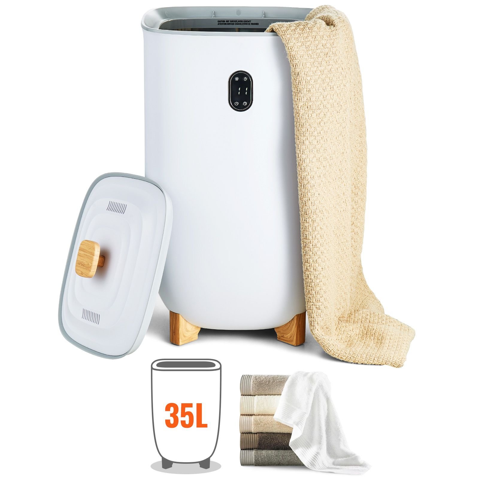 towel warmers for bathroom, 35 l towel warmer bucket, towel dryer with auto shut off for spa fits up to 6 oversized bath towels, blankets, clothes, bathrobes, pj's and more