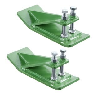 Tractor Bucket Protector, 2PCS Heavy Duty Steel Bucket Edge Protectors, Edge Tamer Anti-Skid Device with Double Hexagon Lock Nuts and Bolts, for Snow, Leave Removal & Spreading Gravel (Green)