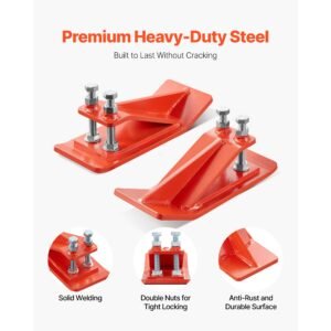 tractor bucket protector, 2pcs heavy duty steel bucket edge protectors, edge tamer anti skid device with double hexagon lock nuts and bolts, for snow, leave removal & spreading gravel (orange)