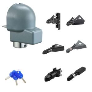 Trailer Coupler Lock, Fits 2-5/16-Inch Cast/Bulldog Trailer Couplers, Heavy Duty Trailer Hitch Lock with 3 Keys, Corrision-resistant, Anti-Theft Coupler Ball Locks for RV, Trailer, Boat, Black