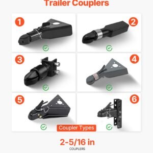 trailer coupler lock, fits 2 5/16 inch cast/bulldog trailer couplers, heavy duty trailer hitch lock with 3 keys, corrision resistant, anti theft coupler ball locks for rv, trailer, boat, black