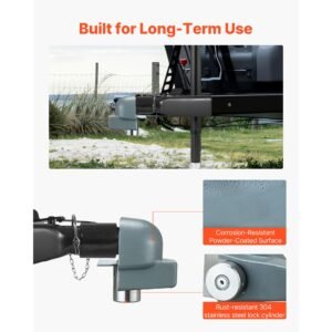 trailer coupler lock, fits 2 5/16 inch cast/bulldog trailer couplers, heavy duty trailer hitch lock with 3 keys, corrision resistant, anti theft coupler ball locks for rv, trailer, boat, black