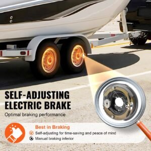 trailer hub drum kits 8 on 6.5" b.c. with 12" x 2" electric brakes, self adjusting trailer brake assembly for 7000 lbs axle, 5 hole mounting, backing plates for brake system part replacement
