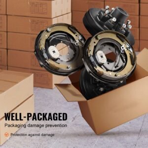 trailer hub drum kits 8 on 6.5" b.c. with 12" x 2" electric brakes, self adjusting trailer brake assembly for 7000 lbs axle, 5 hole mounting, backing plates for brake system part replacement