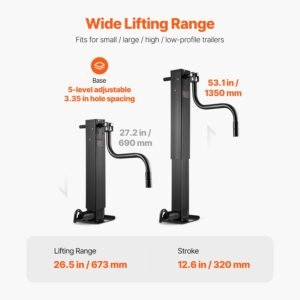 trailer jack, 12000 lbs dynamic load capacity, weld on pipe mount swivel trailer jack with ergonomic handle, 12.6 inch vertical travel, suitable for rv, horse, utility, camping, yacht trailers