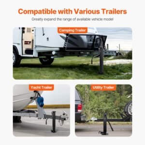 trailer jack, 12000 lbs dynamic load capacity, weld on pipe mount swivel trailer jack with ergonomic handle, 12.6 inch vertical travel, suitable for rv, horse, utility, camping, yacht trailers