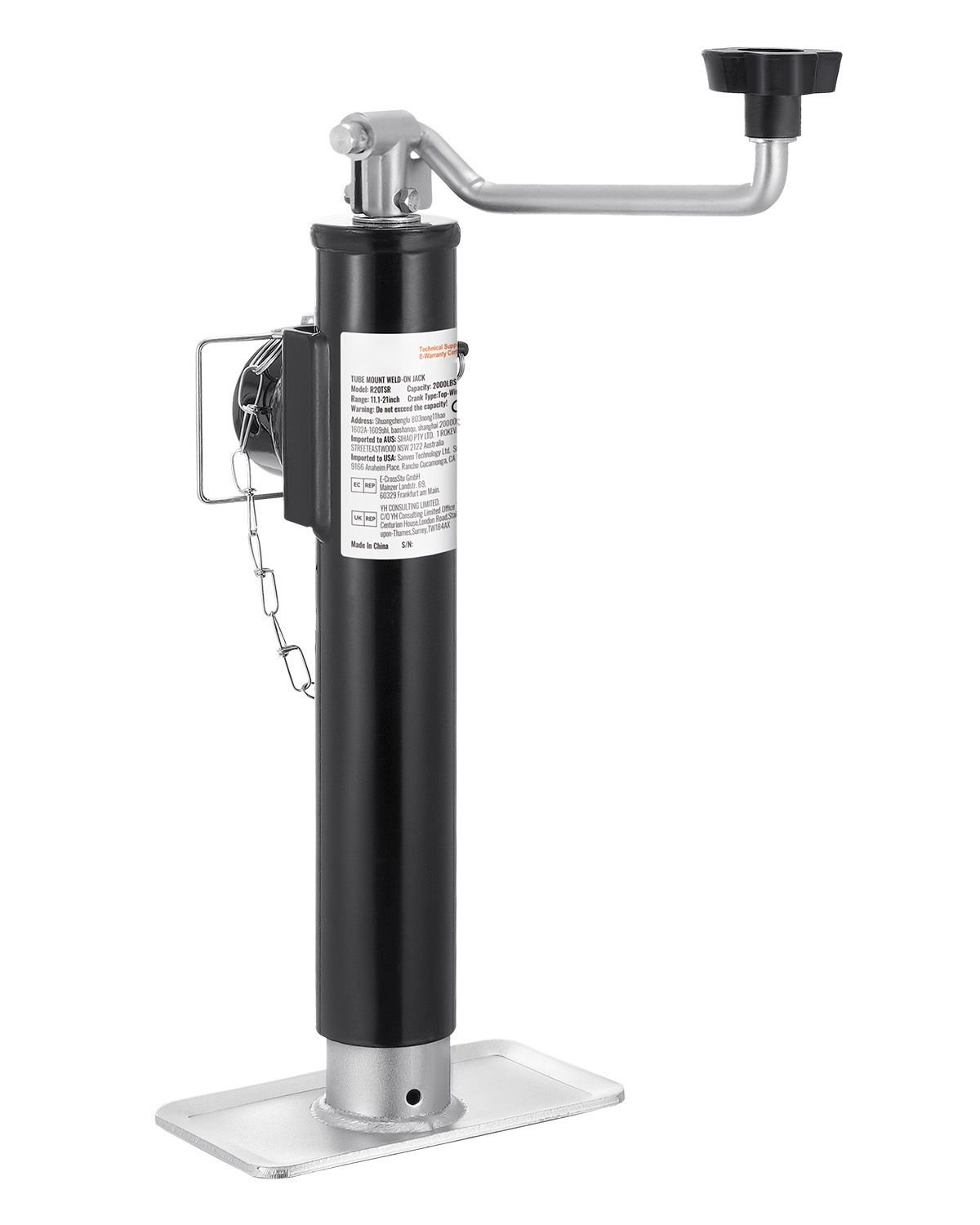 trailer jack, 2000 lbs dynamic load capacity, weld on pipe mount swivel trailer jack, 10" lift trailer jack stand with handle for rv trailer, horse trailer, utility trailer, and yacht trailer