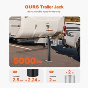 trailer jack, 5000 lbs dynamic load capacity, heavy duty swivel bolt on trailer jack, 14.3" lift trailer jack stand with handle for rv trailer, horse trailer, utility trailer, and yacht trailer