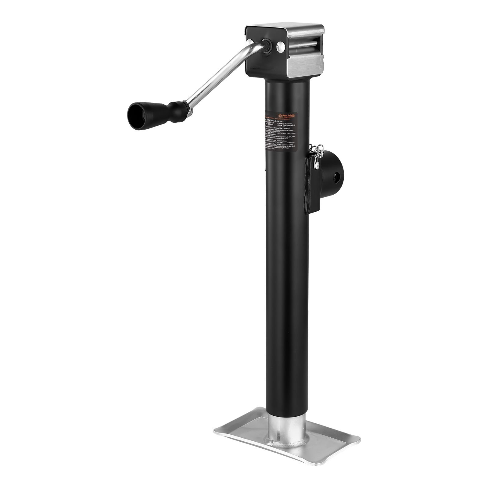 trailer jack, 5000 lbs dynamic load capacity, weld on pipe mount swivel trailer jack with ergonomic handle, 15 inch vertical travel, suitable for rv, horse, utility, camping and yacht trailers