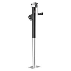 trailer jack, 5000 lbs dynamic load capacity, weld on pipe mount swivel trailer jack with ergonomic handle, 15 inch vertical travel, suitable for rv, horse, utility, camping and yacht trailers