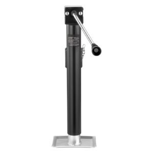 trailer jack, 5000 lbs dynamic load capacity, weld on pipe mount swivel trailer jack with ergonomic handle, 15 inch vertical travel, suitable for rv, horse, utility, camping and yacht trailers