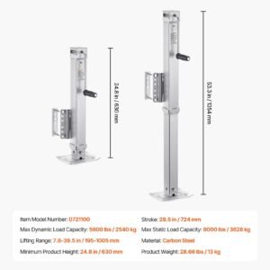 trailer jack, 8000 lbs static load capacity, heavy duty swivel bolt on trailer jack, 28.5" lift trailer jack stand with handle for rv trailer, horse trailer, utility trailer, and yacht trailer