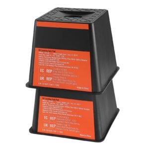 trailer jack block, 6000 lbs capacity per rv leveling block, high quality polypropylene rv camper stabilizer blocks, rv travel accessories use for any tongue jack, post, foot, 5th wheels, 4 pack