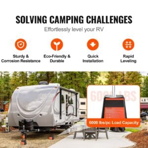 trailer jack block, 6000 lbs capacity per rv leveling block, high quality polypropylene rv camper stabilizer blocks, rv travel accessories use for any tongue jack, post, foot, 5th wheels, 4 pack