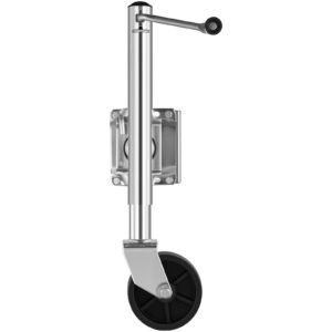 trailer jack with wheel, 1000 lbs load capacity, heavy duty swivel boat trailer jack with pp single wheel & ergonomic handle, 10 inch lift, fit for rvs, boats, horse trailers, utility trailers